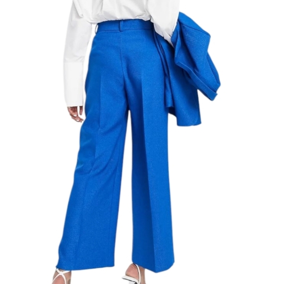 asos wide leg pleat front blue trouser pants 12 nwot - Picture 4 of 8